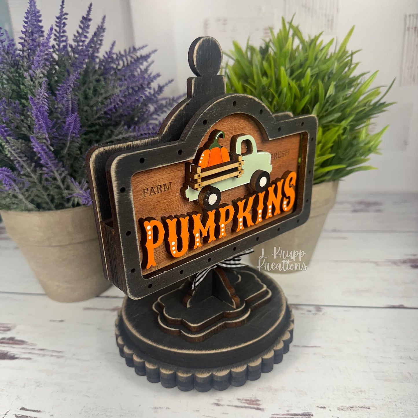 Charming Farm Fresh Pumpkins Mini Sign for Fall, Farmhouse Style, Interchangeable Decor for Tiered Trays