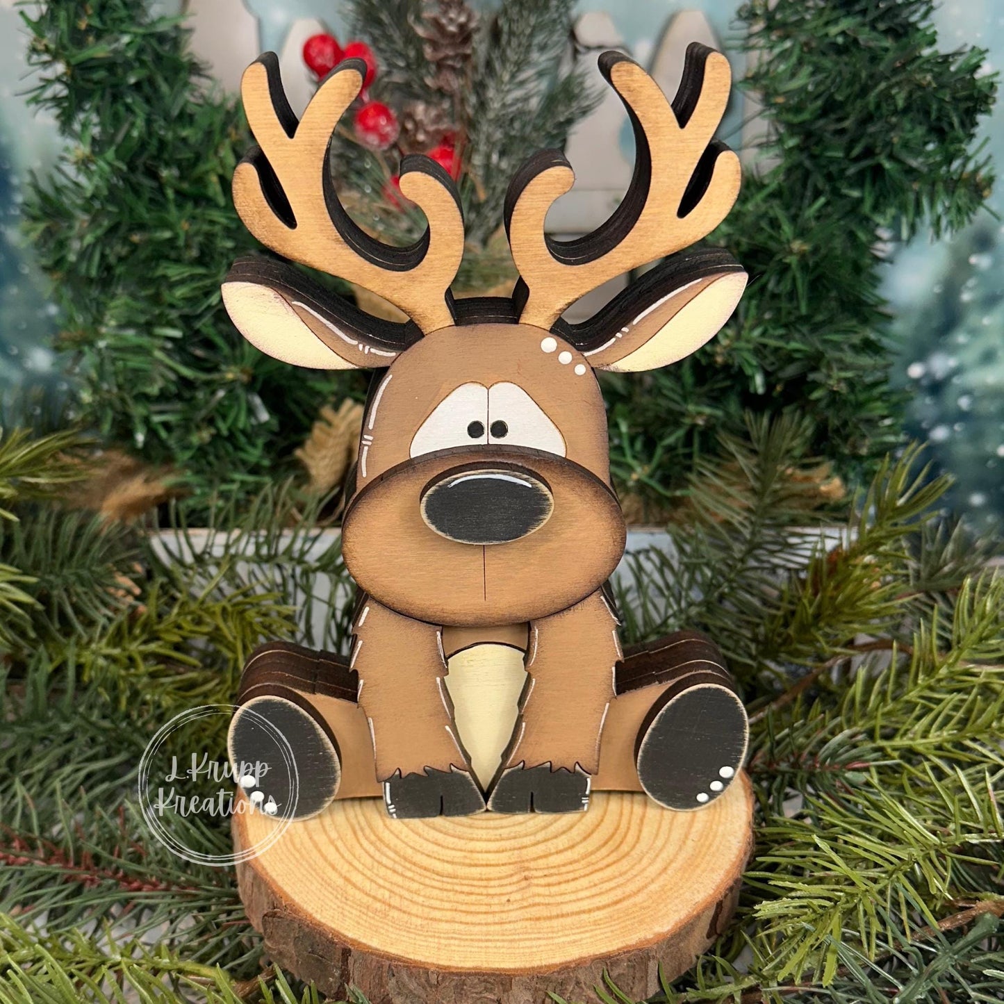 Woodland Deer Decor – Handcrafted Wooden Shelf Sitter