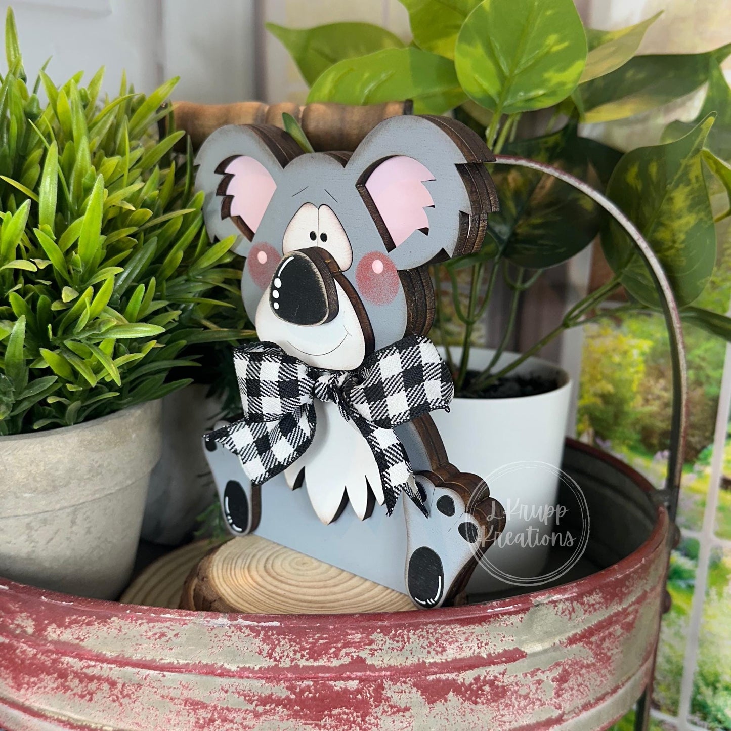 Handcrafted Wooden Koala Shelf Sitter – Rustic Australian Animal Decor