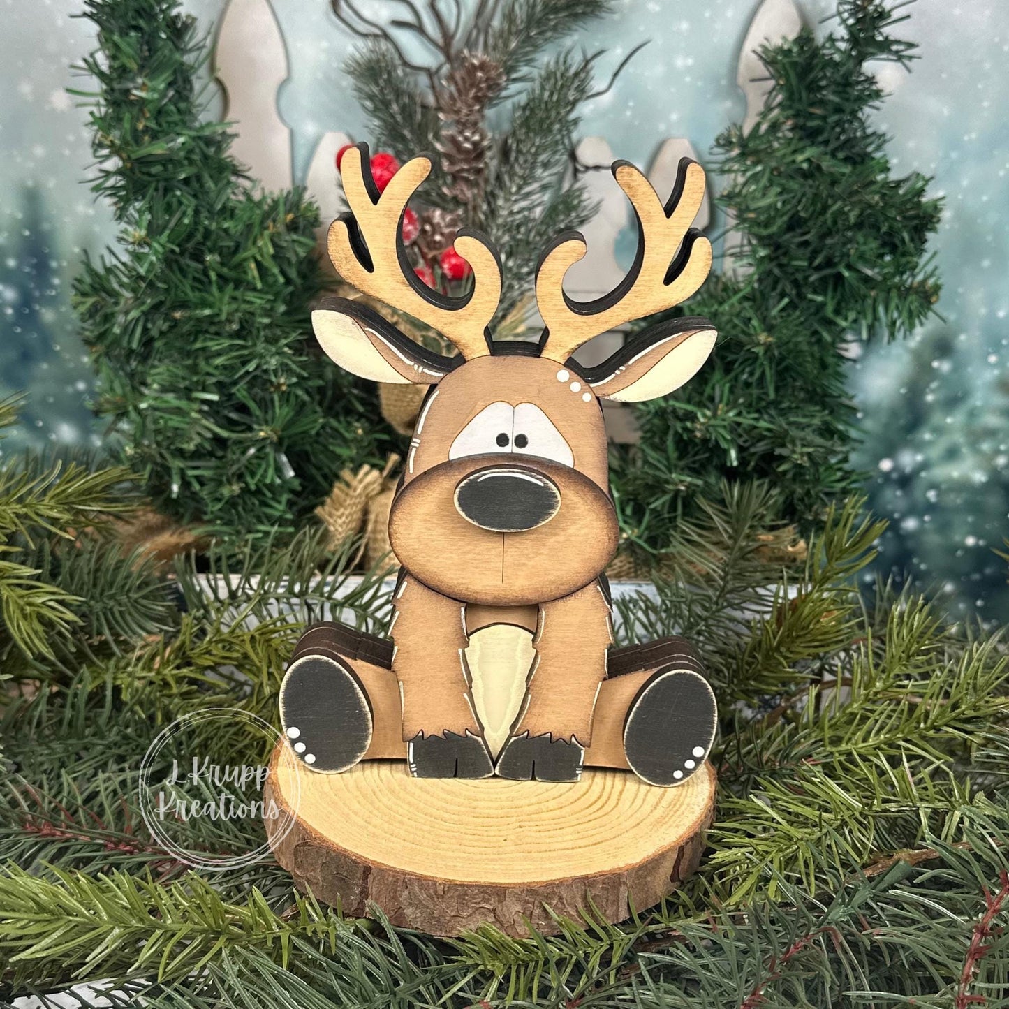Woodland Deer Decor – Handcrafted Wooden Shelf Sitter