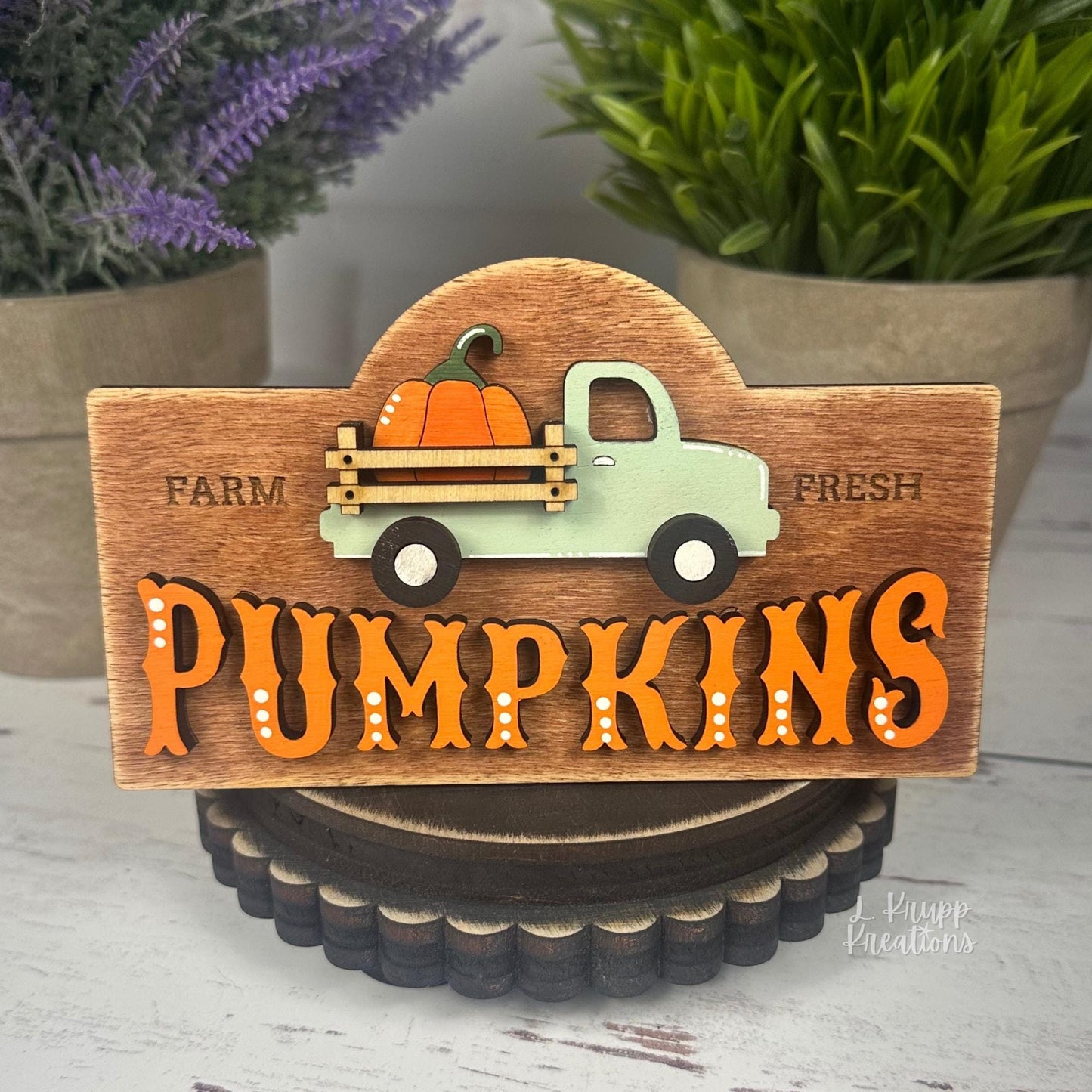 Charming Farm Fresh Pumpkins Mini Sign for Fall, Farmhouse Style, Interchangeable Decor for Tiered Trays