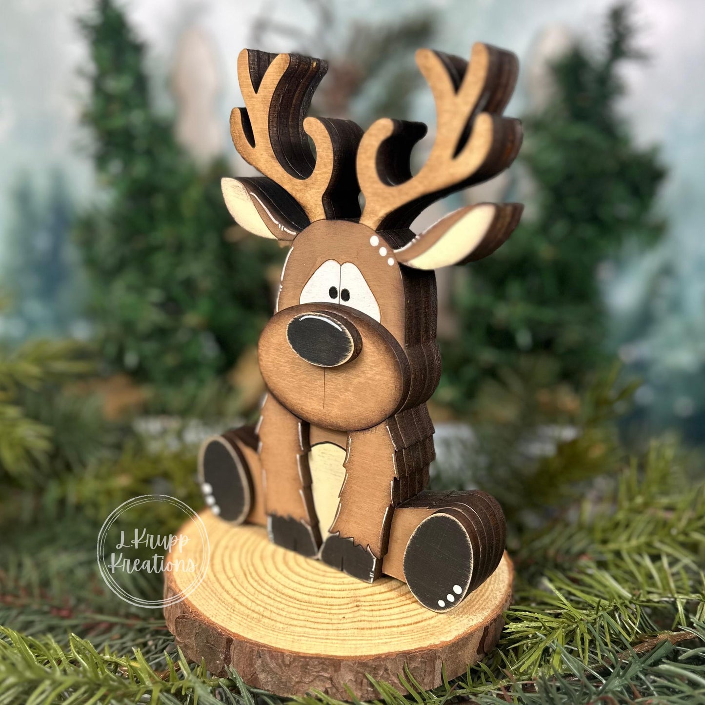 Woodland Deer Decor – Handcrafted Wooden Shelf Sitter