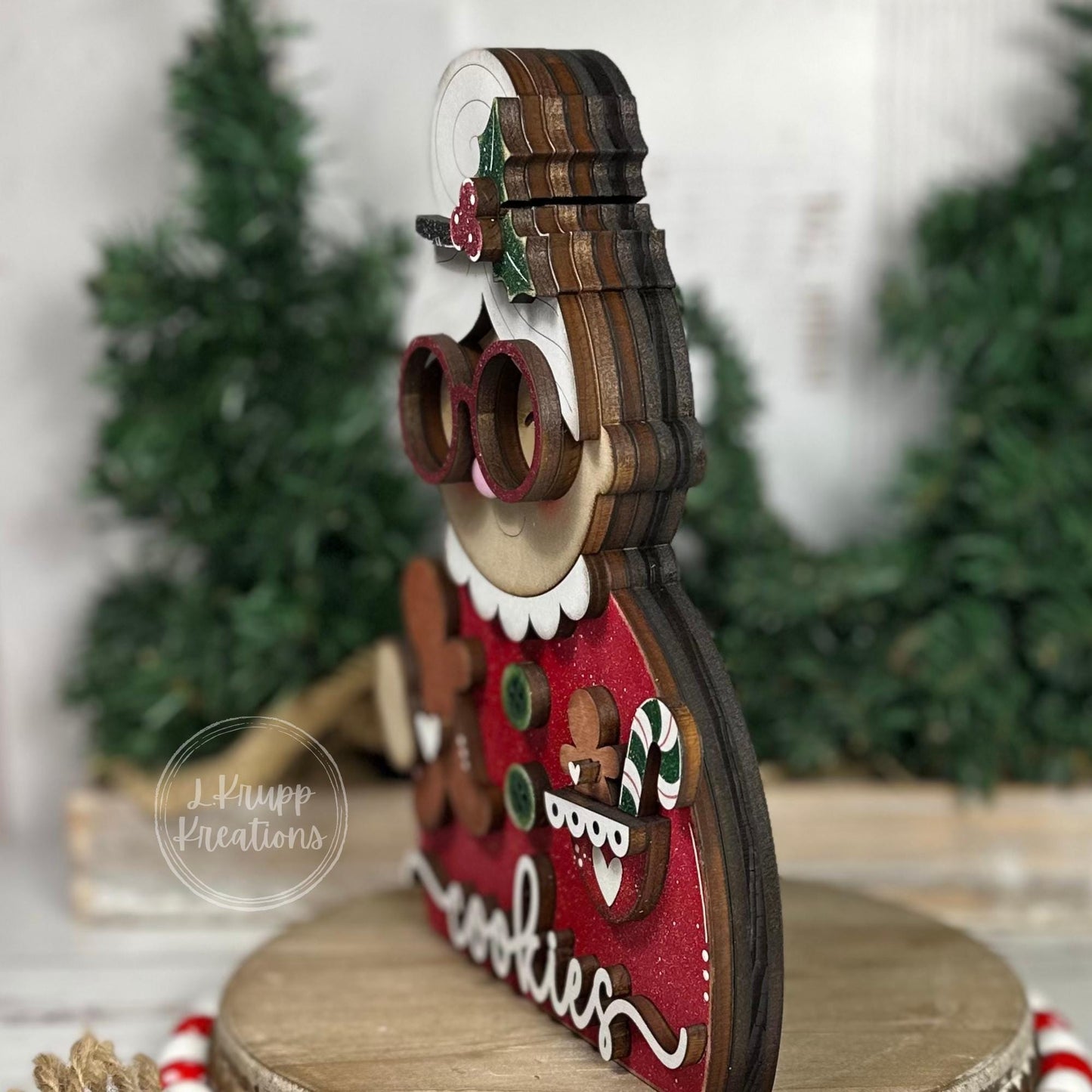 Cheerful Mrs. Claus Shelf Sitter - Festive Handcrafted Holiday Decor