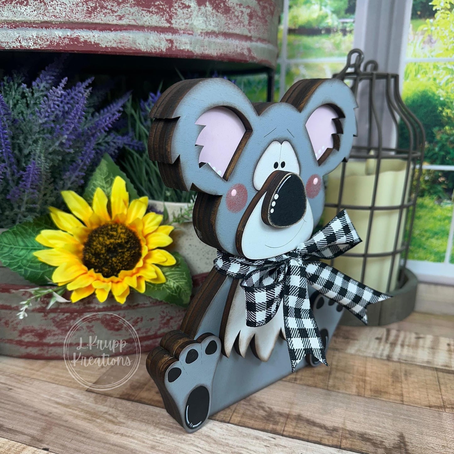 Handcrafted Wooden Koala Shelf Sitter – Rustic Australian Animal Decor