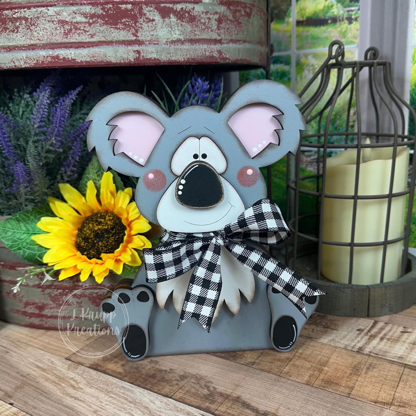 Handcrafted Wooden Koala Shelf Sitter – Rustic Australian Animal Decor
