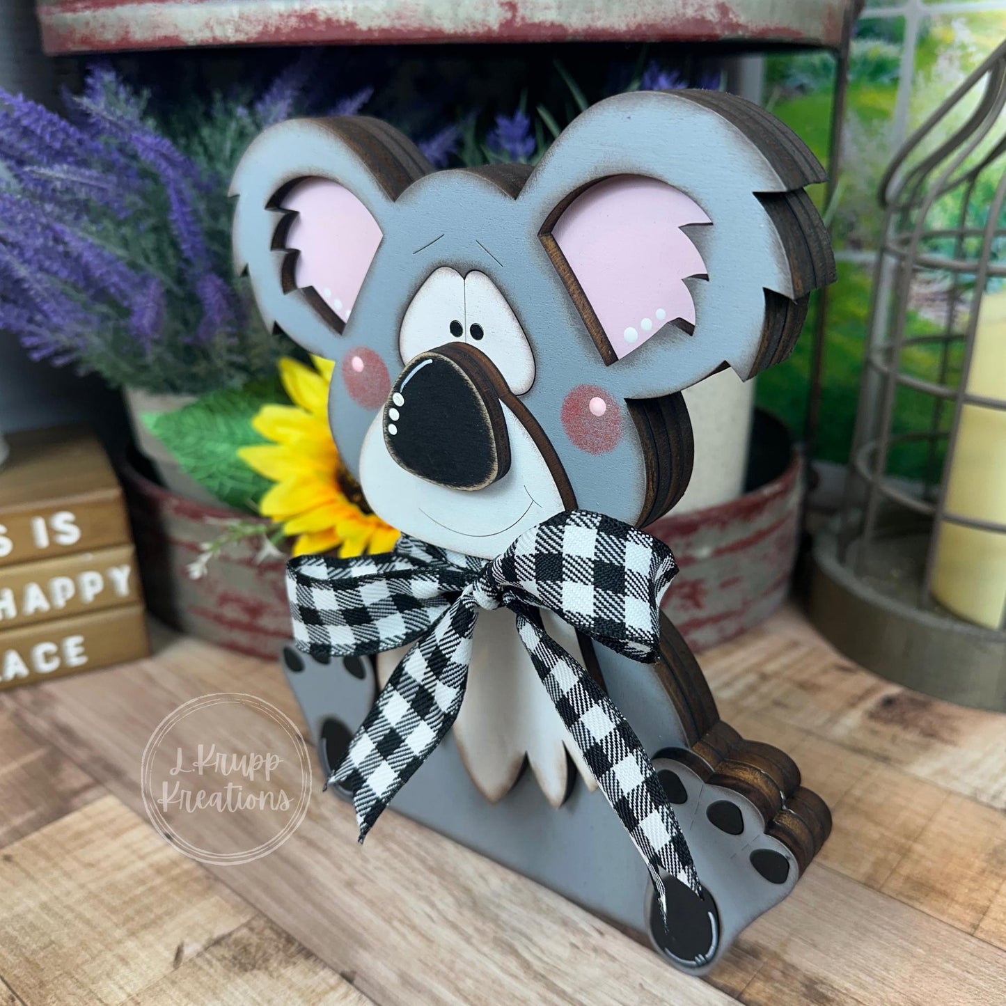 Handcrafted Wooden Koala Shelf Sitter – Rustic Australian Animal Decor