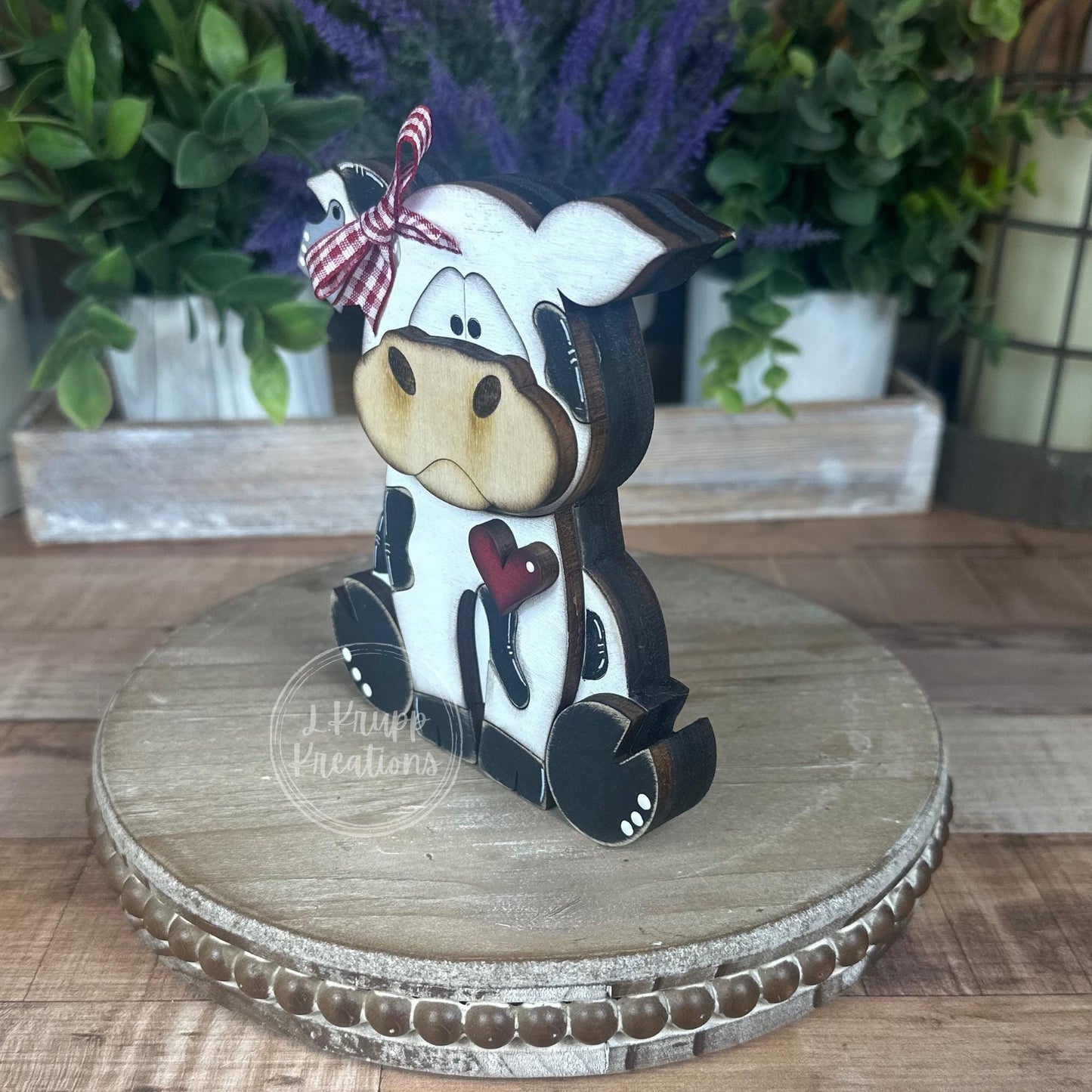 Handcrafted Wooden Cow & Bull Figurines – Farmhouse Shelf Decor