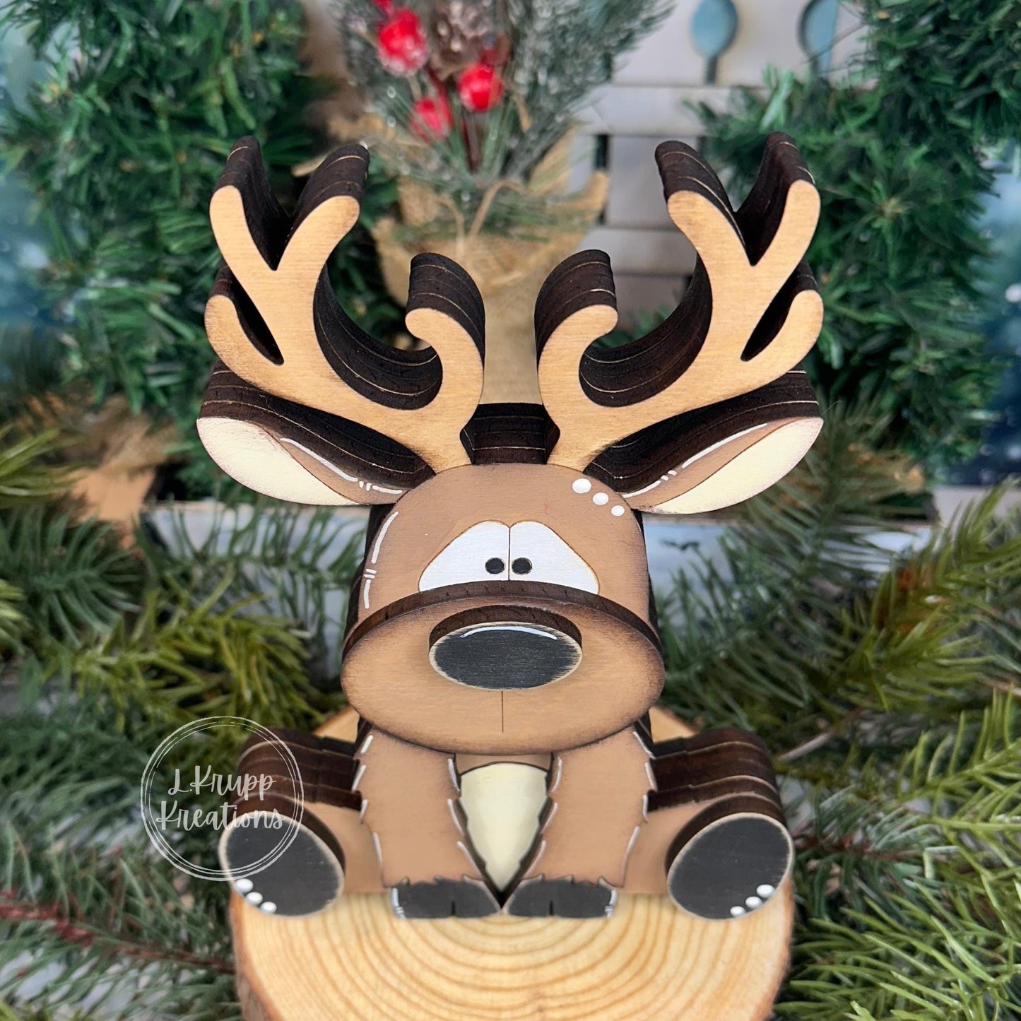 Woodland Deer Decor – Handcrafted Wooden Shelf Sitter