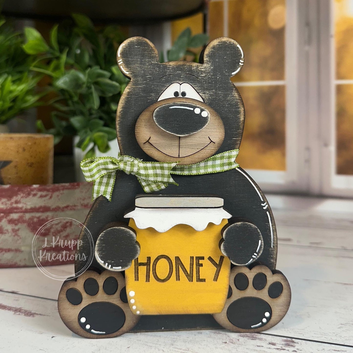 Handcrafted Wooden Black Bear Shelf Sitter – Rustic Cabin Decor