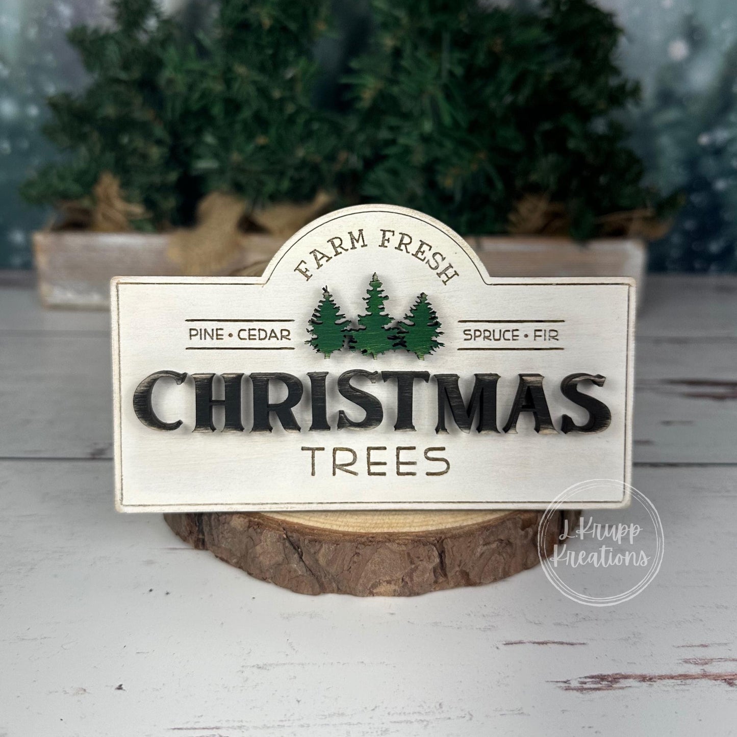 Farm Fresh Christmas Tree Rustic Mini Table Sign, Farmhouse Decor, Interchangeable Decor, Tiered Tray Christmas Decor