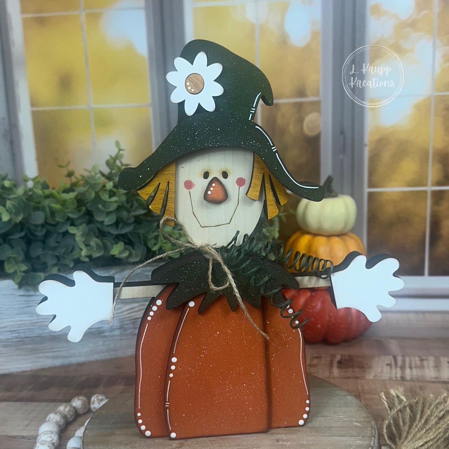 Charming Wooden Scarecrow Shelf Sitter for Fall Farmhouse Vibes