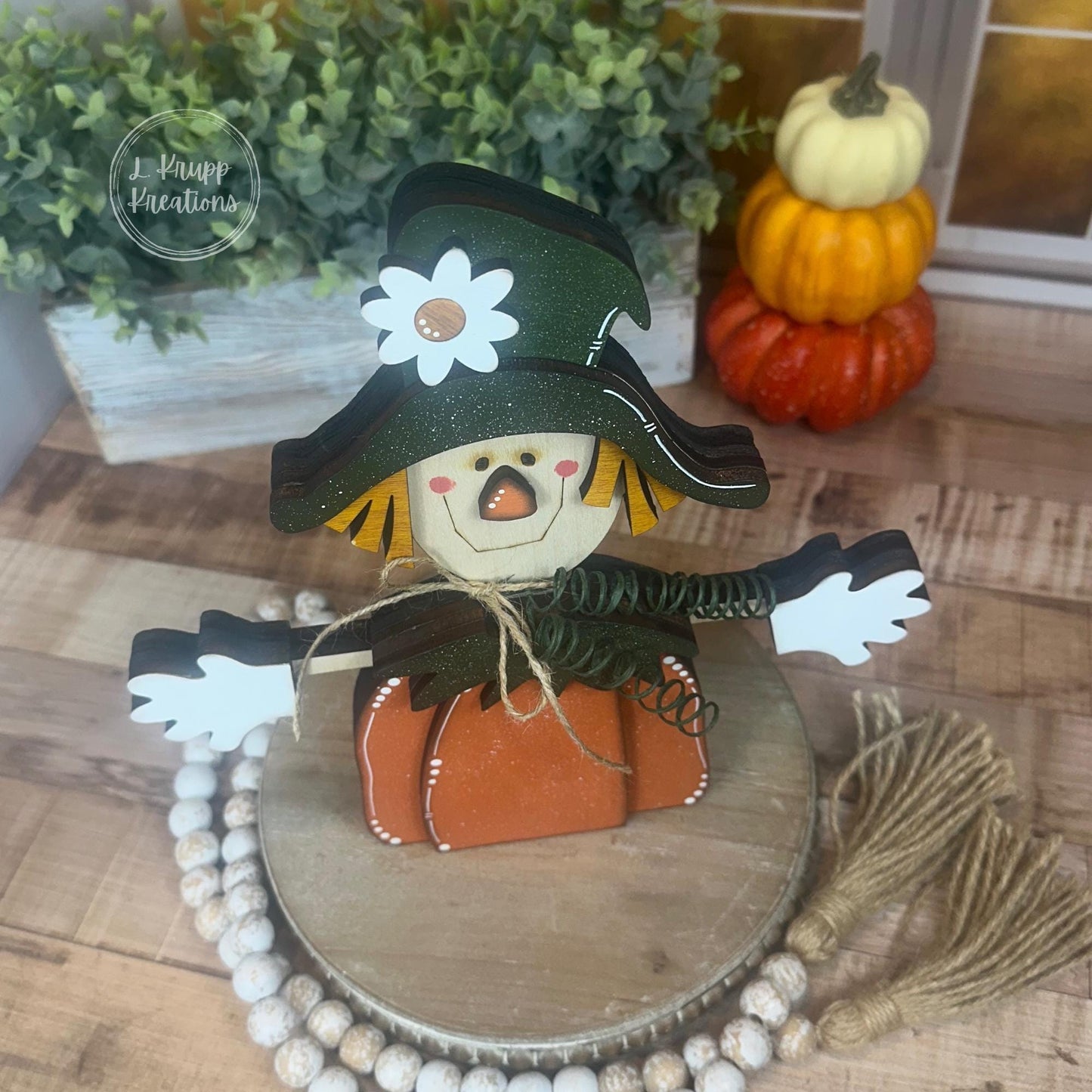 Charming Wooden Scarecrow Shelf Sitter for Fall Farmhouse Vibes