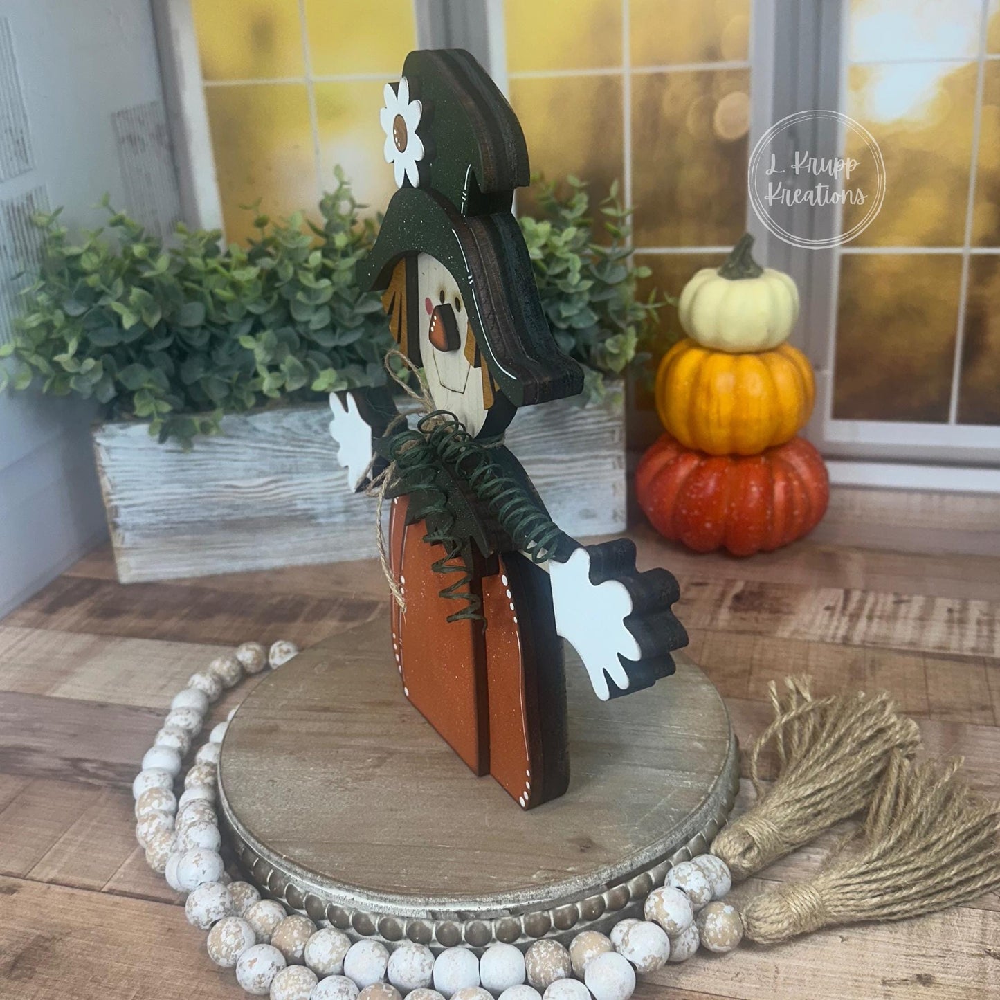 Charming Wooden Scarecrow Shelf Sitter for Fall Farmhouse Vibes