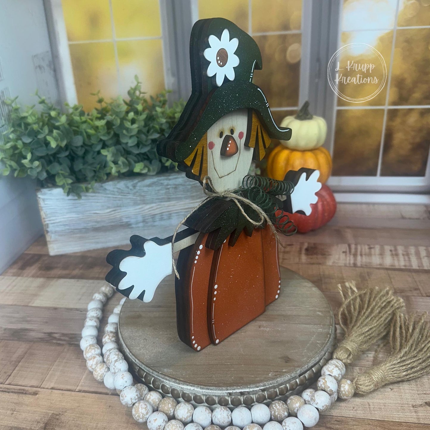 Charming Wooden Scarecrow Shelf Sitter for Fall Farmhouse Vibes