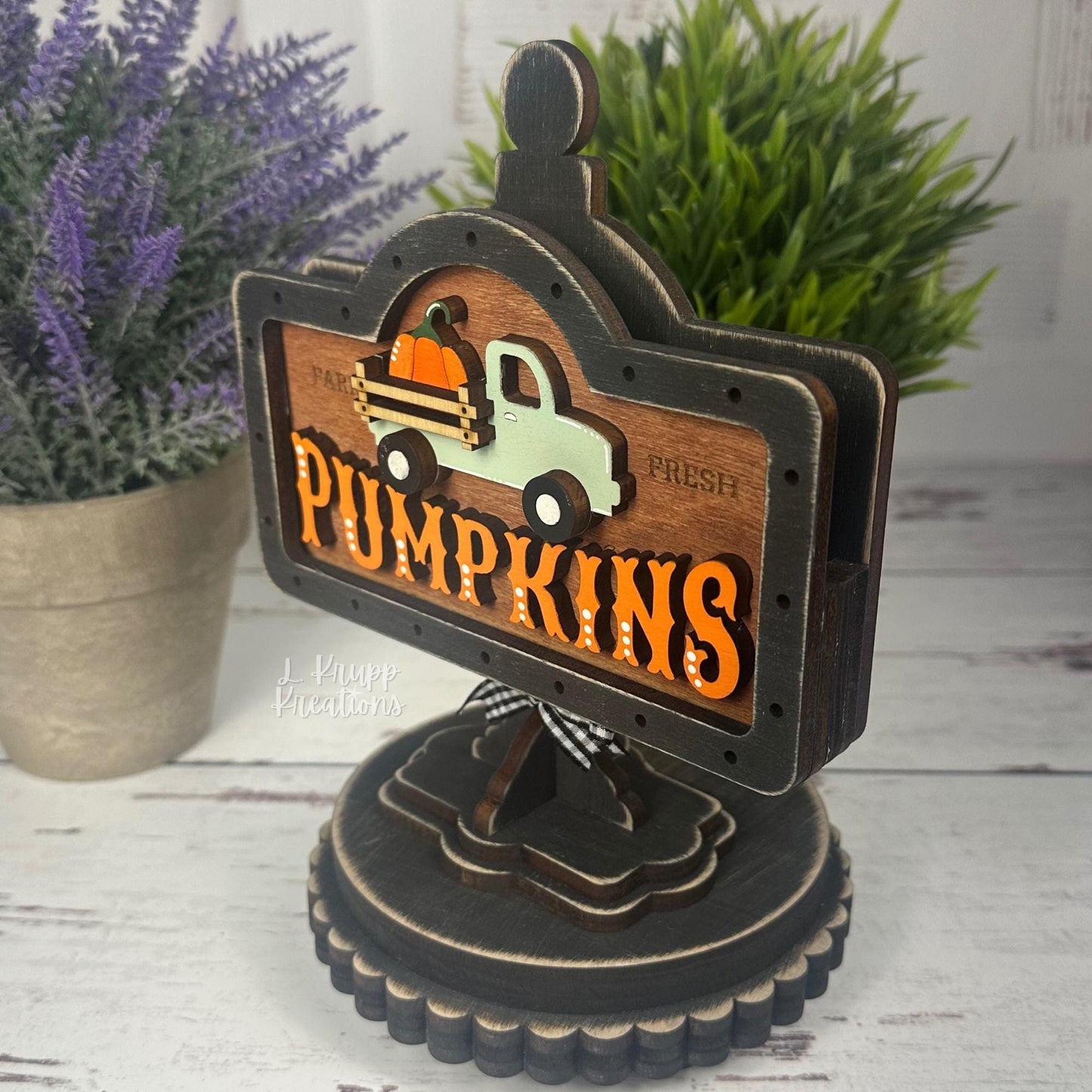 Charming Farm Fresh Pumpkins Mini Sign for Fall, Farmhouse Style, Interchangeable Decor for Tiered Trays