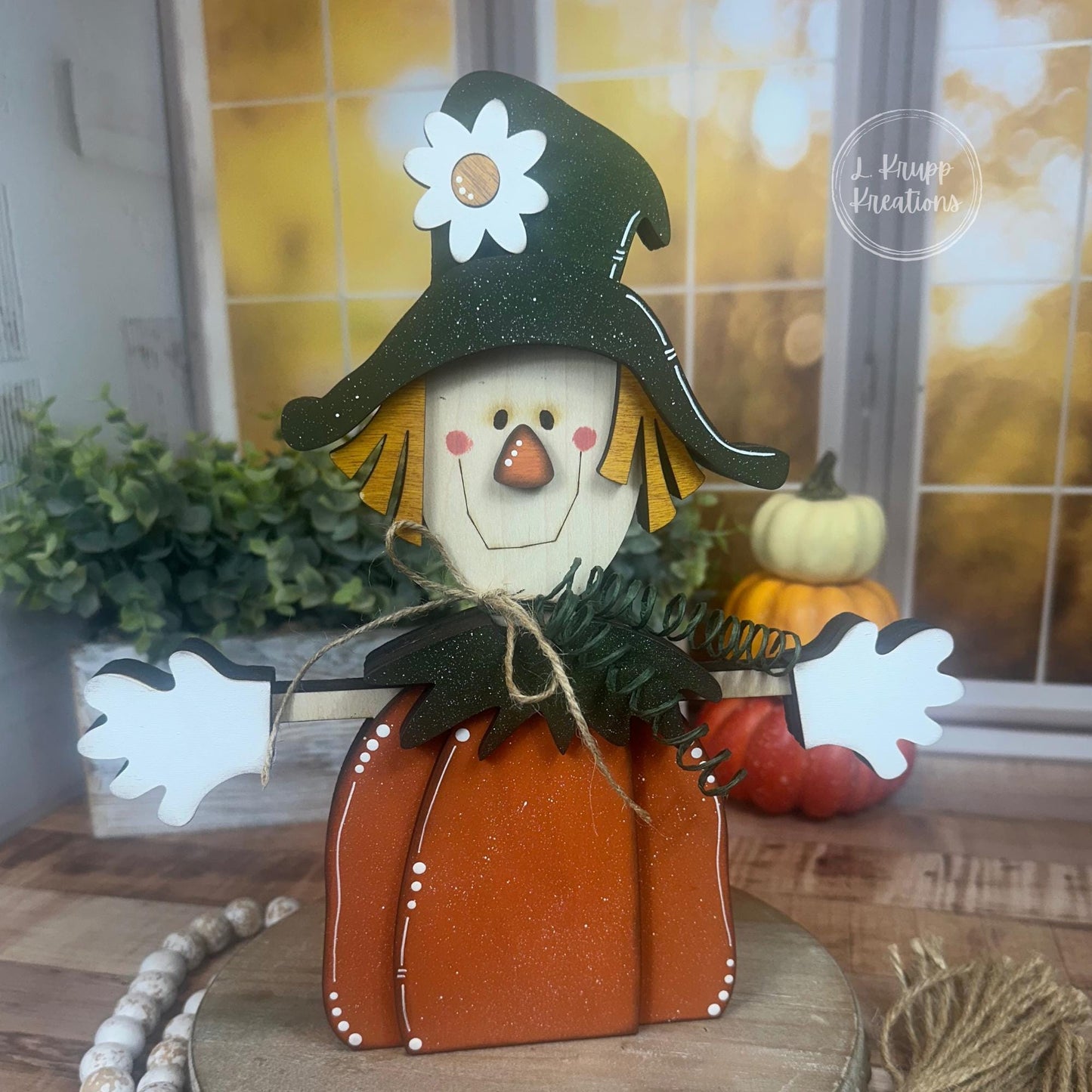 Charming Wooden Scarecrow Shelf Sitter for Fall Farmhouse Vibes