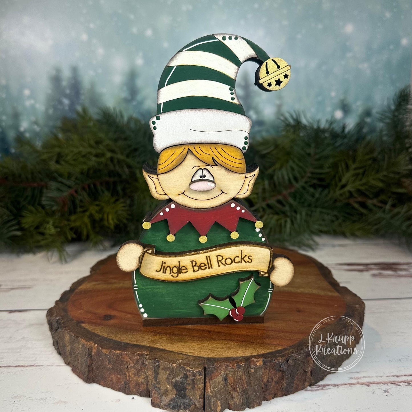 Hand-Painted Wooden Christmas Elves Customizable Holiday Shelf Sitters