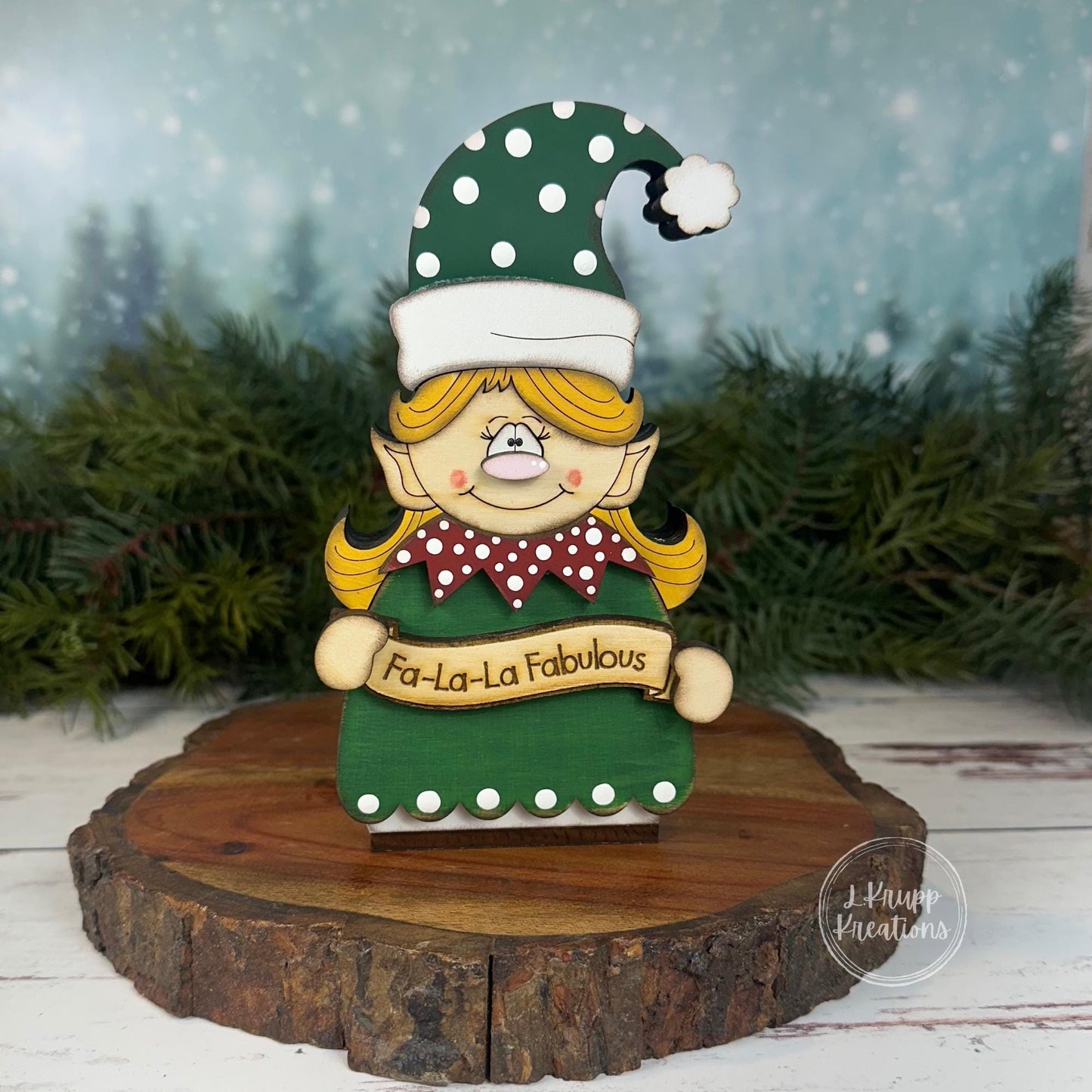 Hand-Painted Wooden Christmas Elves Customizable Holiday Shelf Sitters