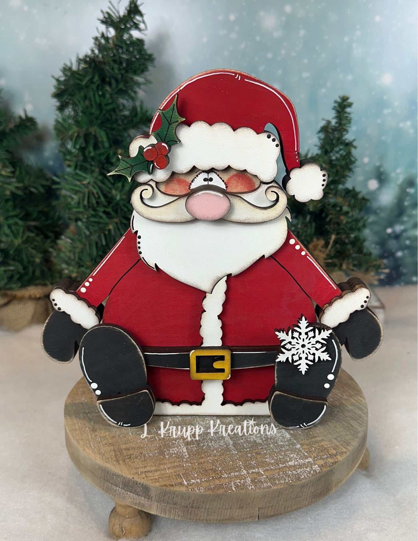 Whimsical Santa Claus Shelf Decor - Handmade Wooden Christmas Decoration