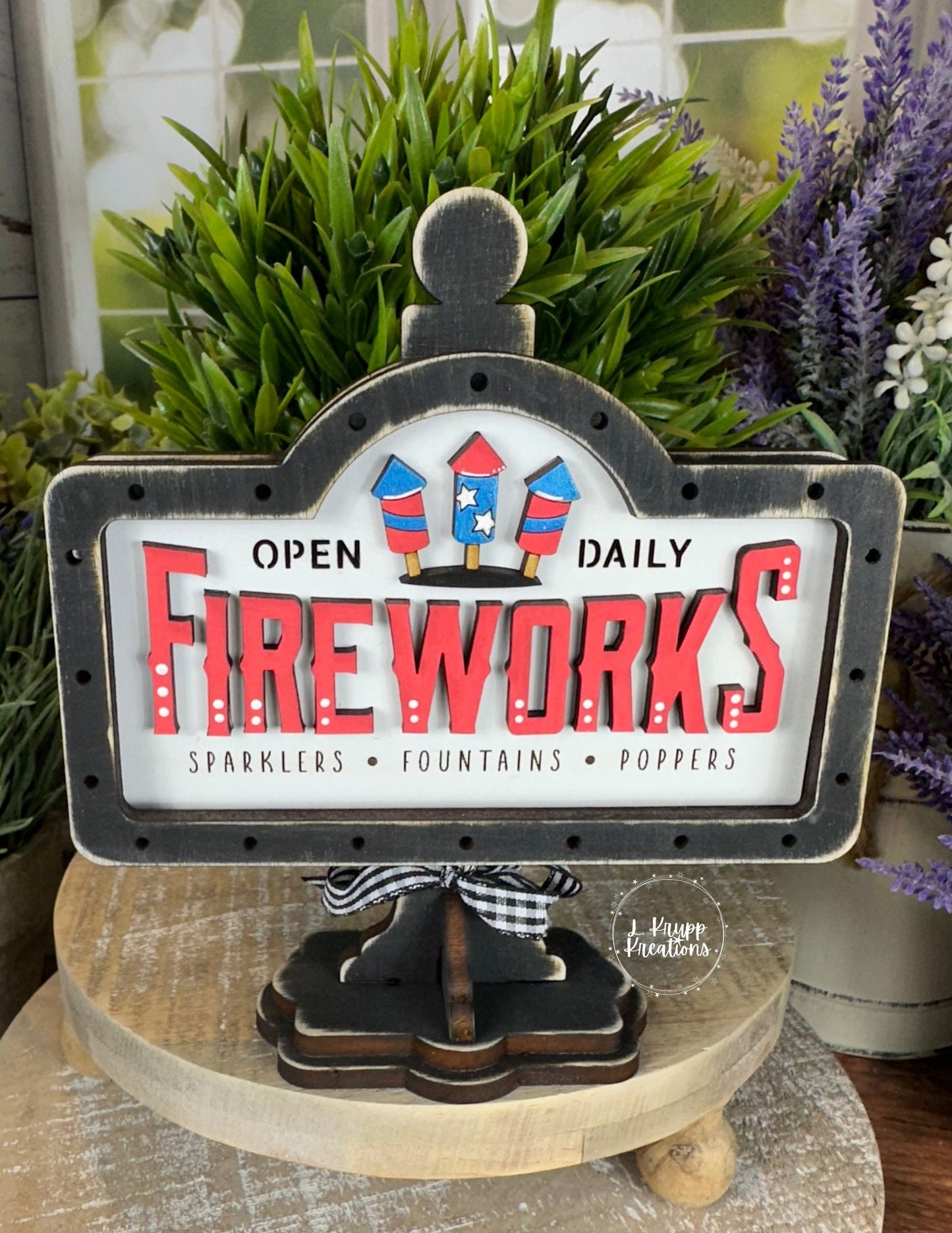 Rustic Mini Table Sign Insert for 4th of July, Farmhouse Decor, Interchangeable Decor, Tiered Tray 4th of July Decor