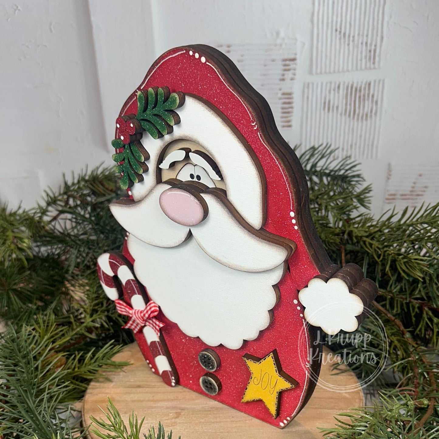 Jolly Santa Claus Shelf Decor – Handmade Wooden Christmas Display