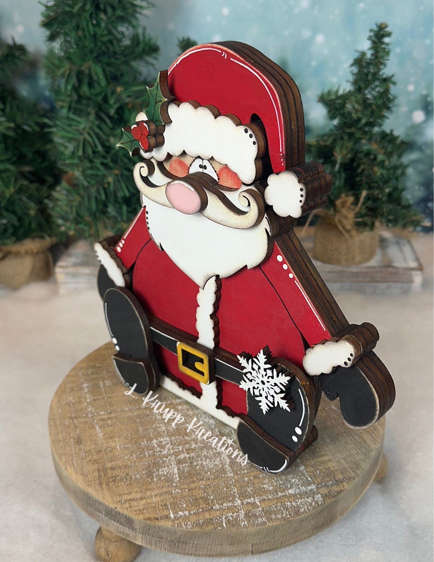 Whimsical Santa Claus Shelf Decor - Handmade Wooden Christmas Decoration