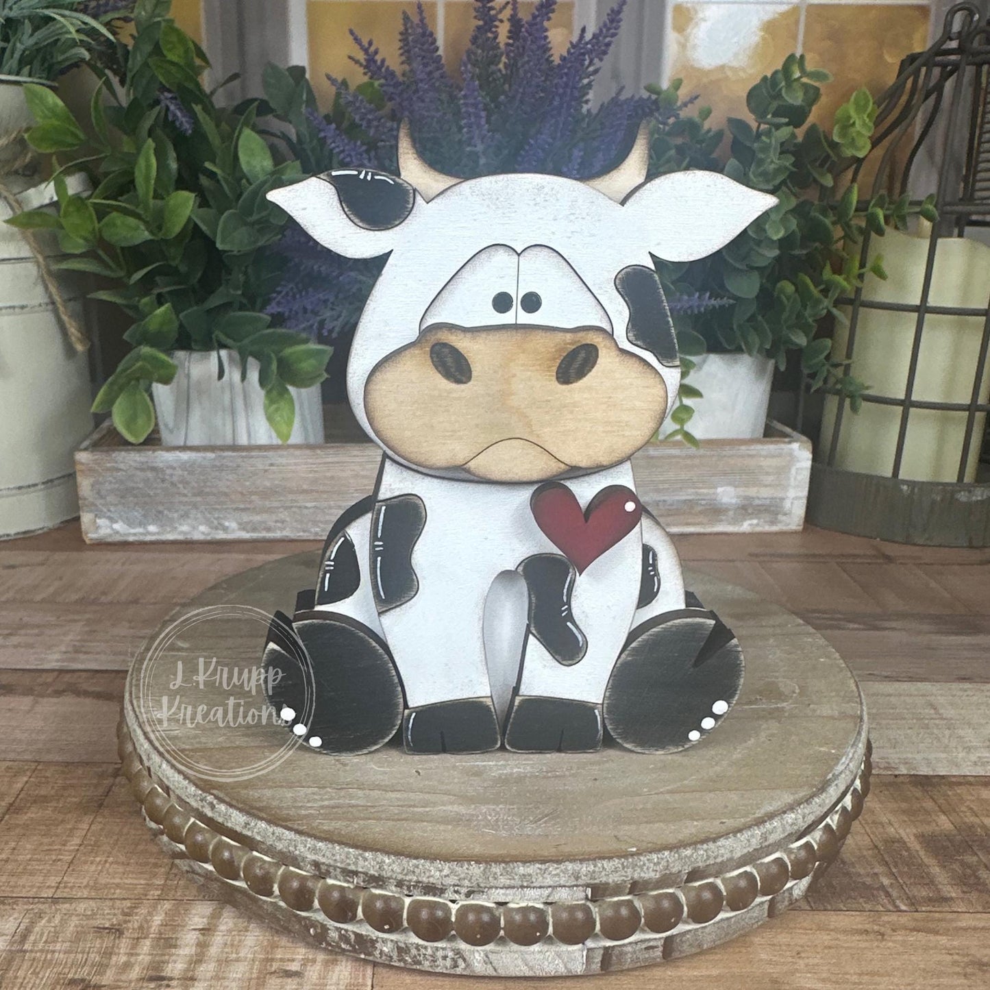 Handcrafted Wooden Cow & Bull Figurines – Farmhouse Shelf Decor