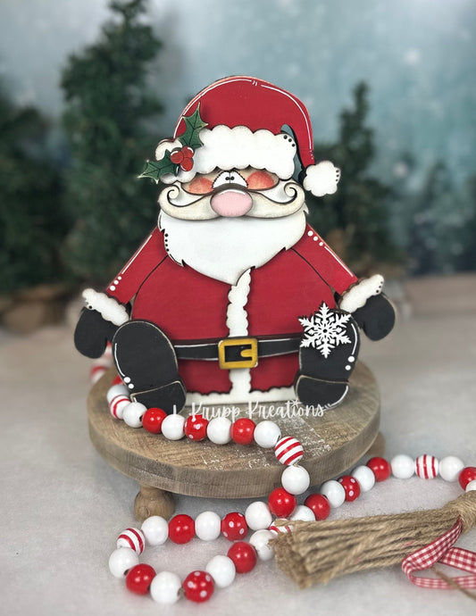 Whimsical Santa Claus Shelf Decor - Handmade Wooden Christmas Decoration