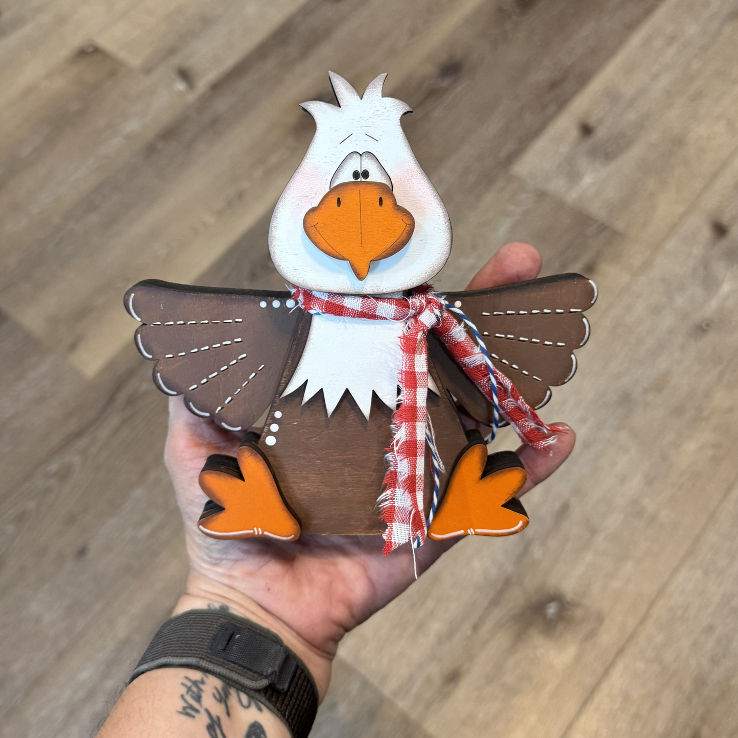 Rustic Americana Wooden Bald Eagle Decor, 4th of July Tiered Tray