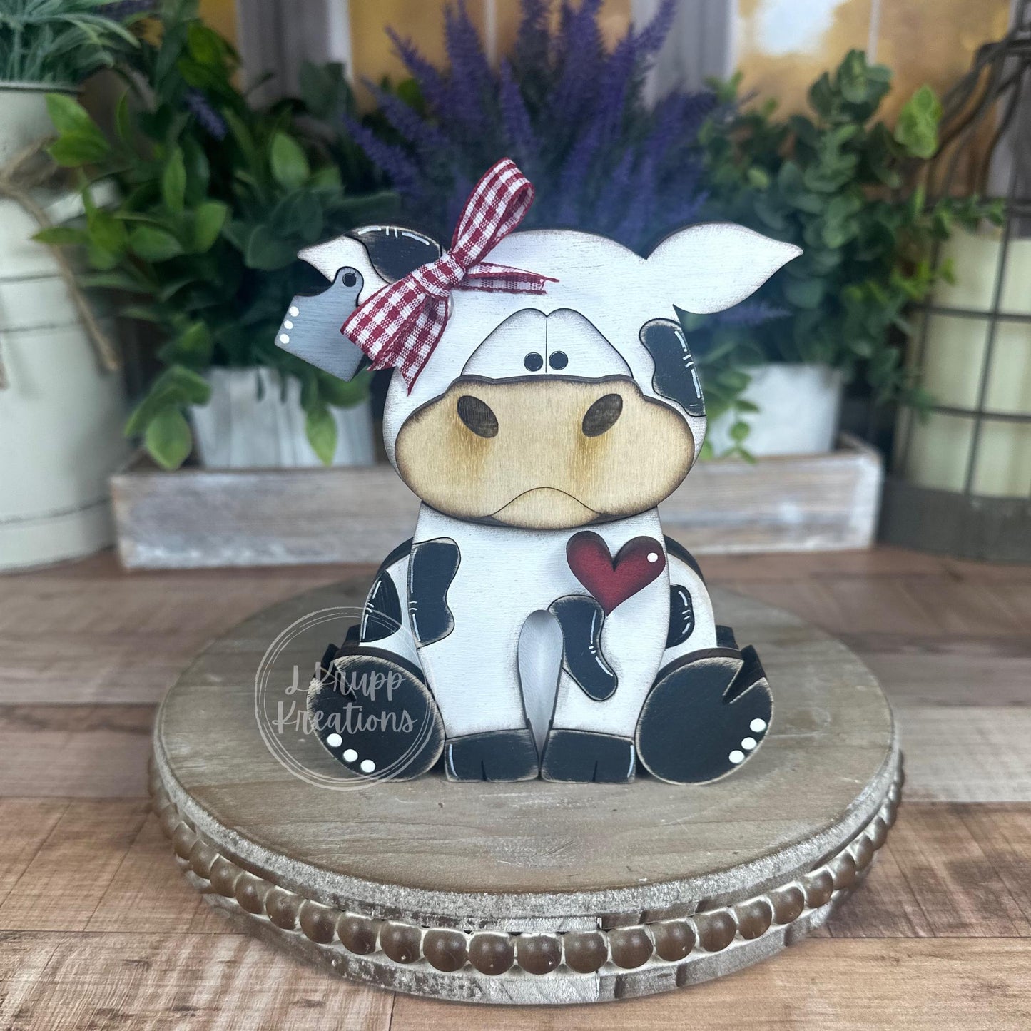 Handcrafted Wooden Cow & Bull Figurines – Farmhouse Shelf Decor