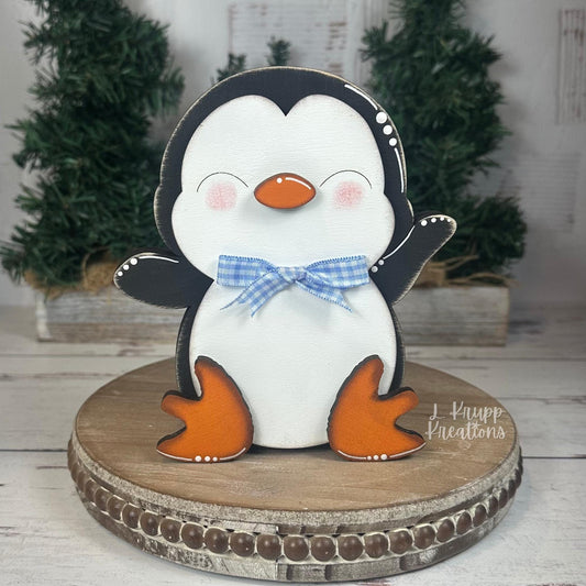 Rustic Wooden Penguin – Handcrafted Winter Shelf Sitter
