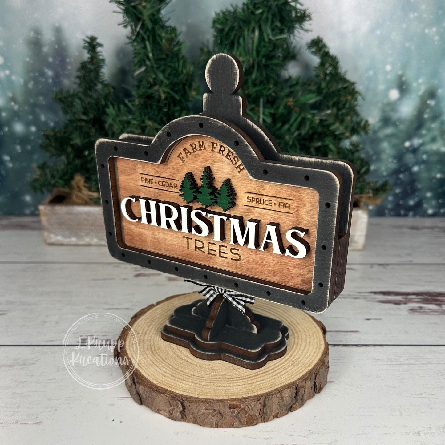 Farm Fresh Christmas Tree Mini Sign – Rustic Interchangeable Tiered Tray Decor