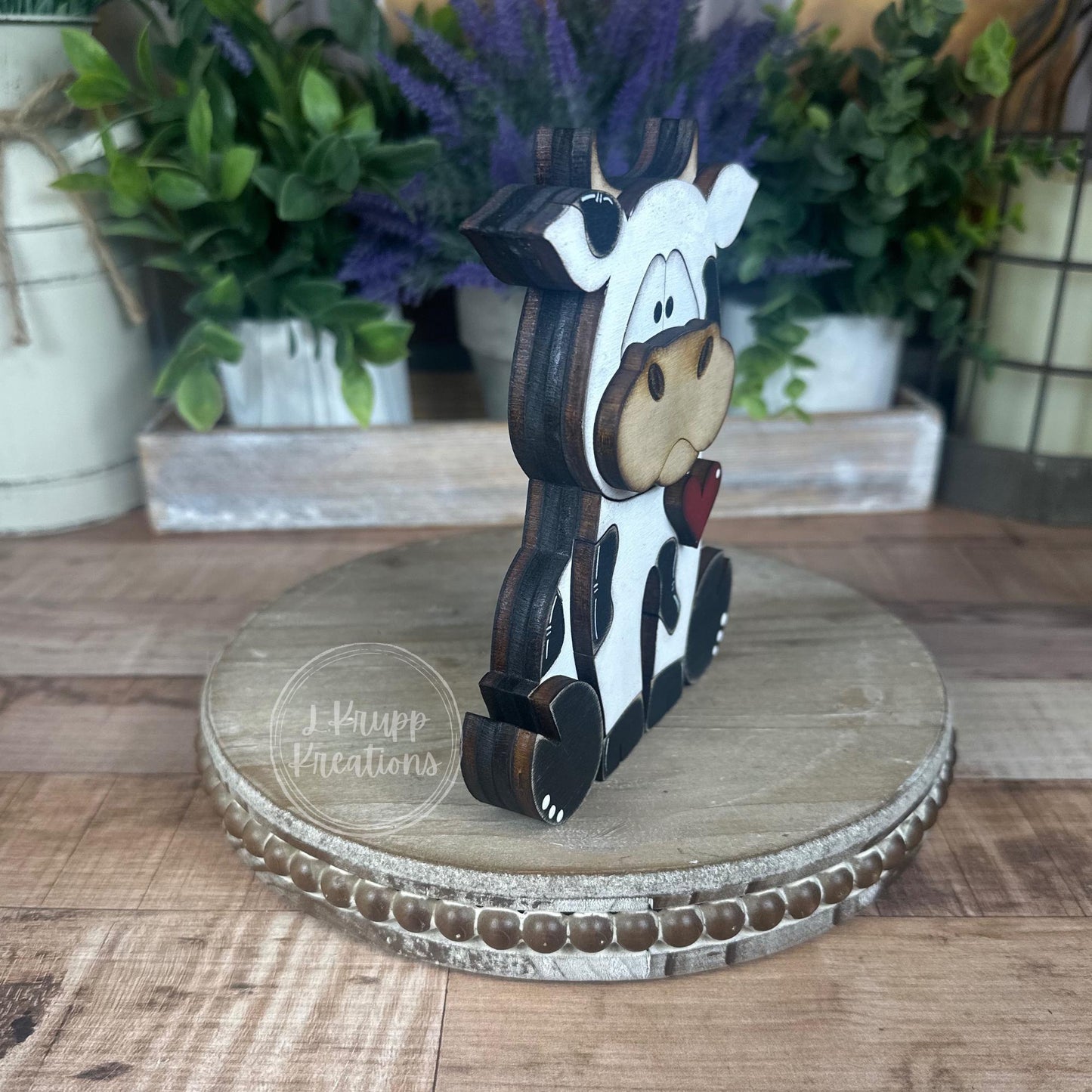 Handcrafted Wooden Cow & Bull Figurines – Farmhouse Shelf Decor