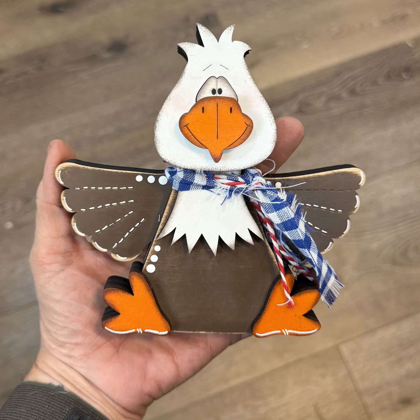 Rustic Americana Wooden Bald Eagle Decor, 4th of July Tiered Tray