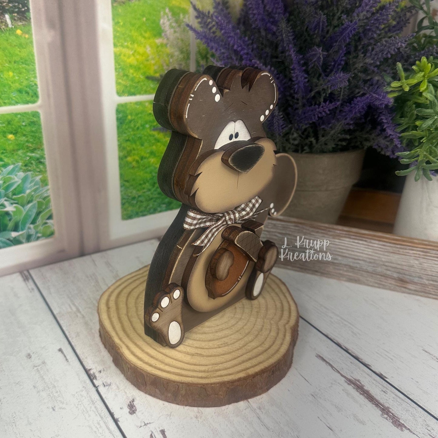 Rustic Wooden Squirrel Shelf Sitter – Handcrafted Woodland Decor