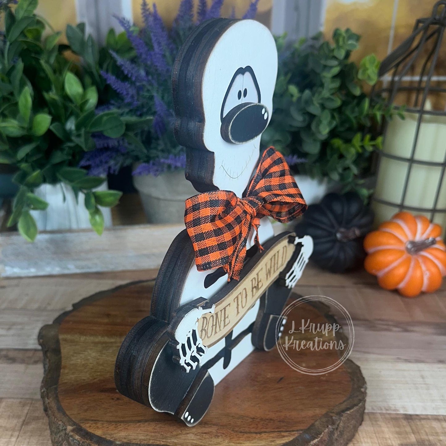 Bone to Be Wild Skeleton – Handcrafted Wooden Halloween Shelf Sitter