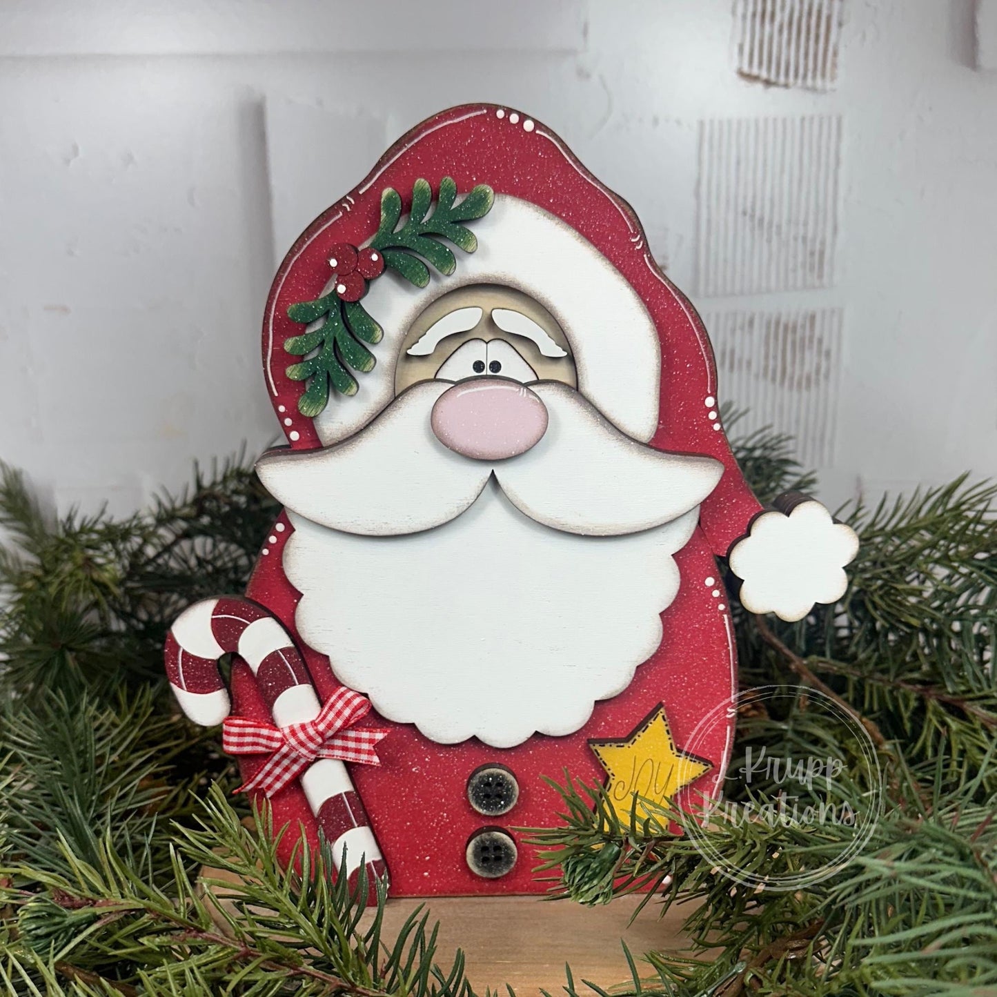 Jolly Santa Claus Shelf Decor – Handmade Wooden Christmas Display