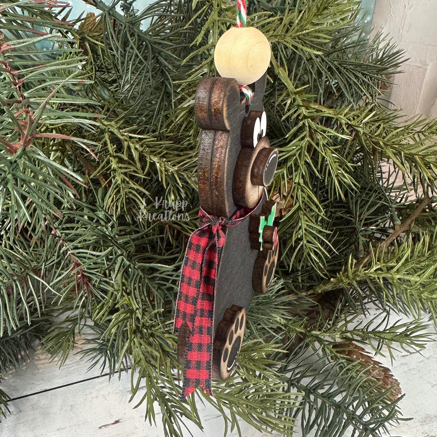Hand-Crafted Rustic Woodland Bear Ornament for a Cozy Christmas