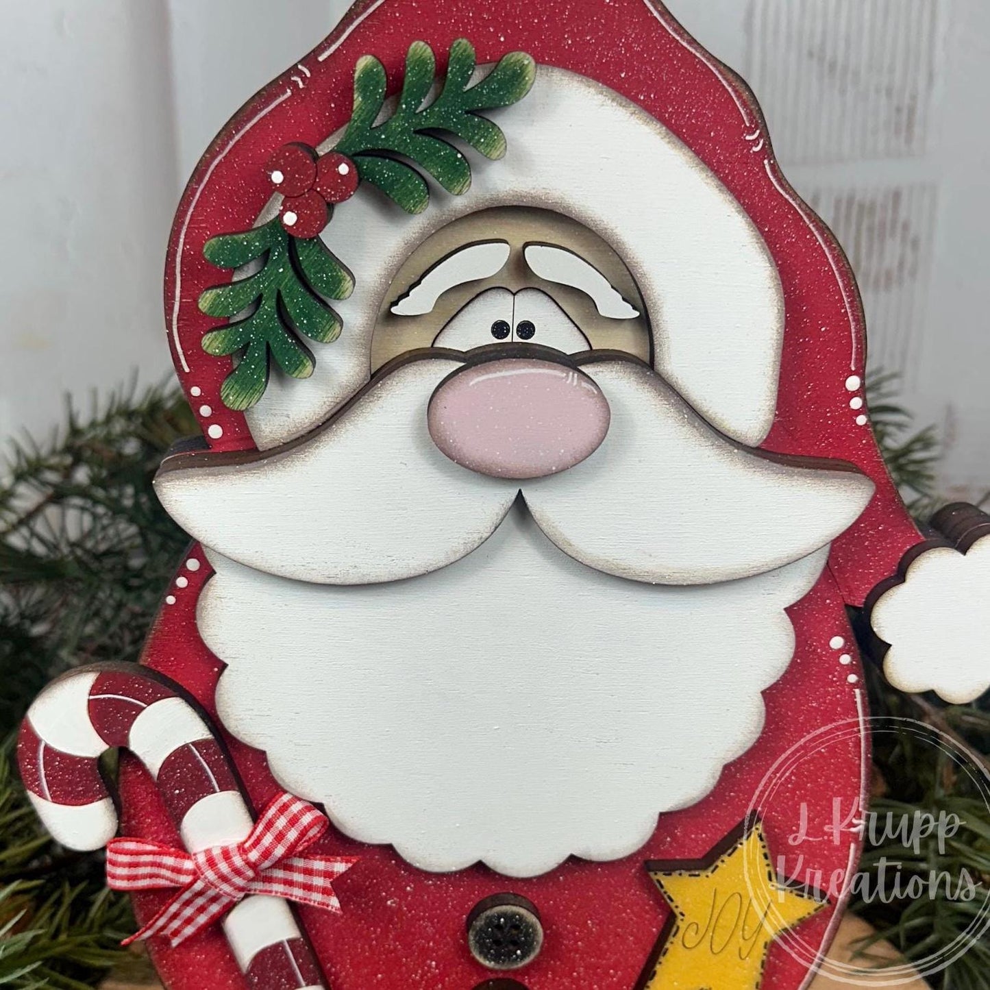 Jolly Santa Claus Shelf Decor – Handmade Wooden Christmas Display