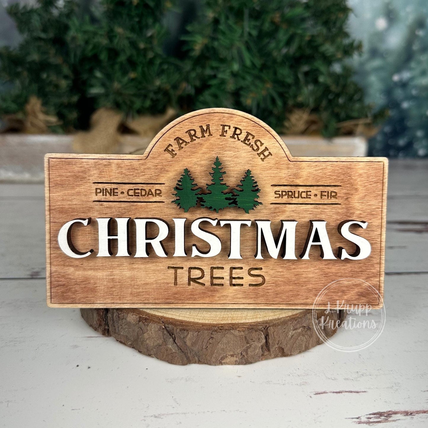 Farm Fresh Christmas Tree Mini Sign – Rustic Interchangeable Tiered Tray Decor