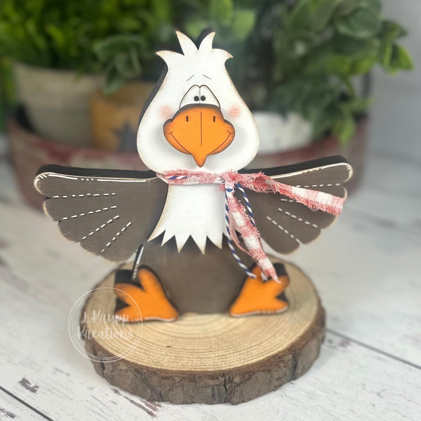 Rustic Americana Wooden Bald Eagle Decor, 4th of July Tiered Tray