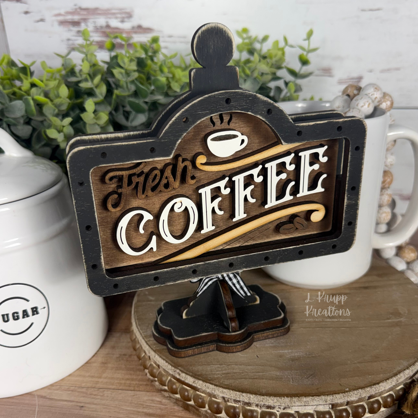 Rustic Mini Table Sign Insert for Coffee Lovers, Farmhouse Decor, Interchangeable Decor, Tiered Tray Coffee Decor
