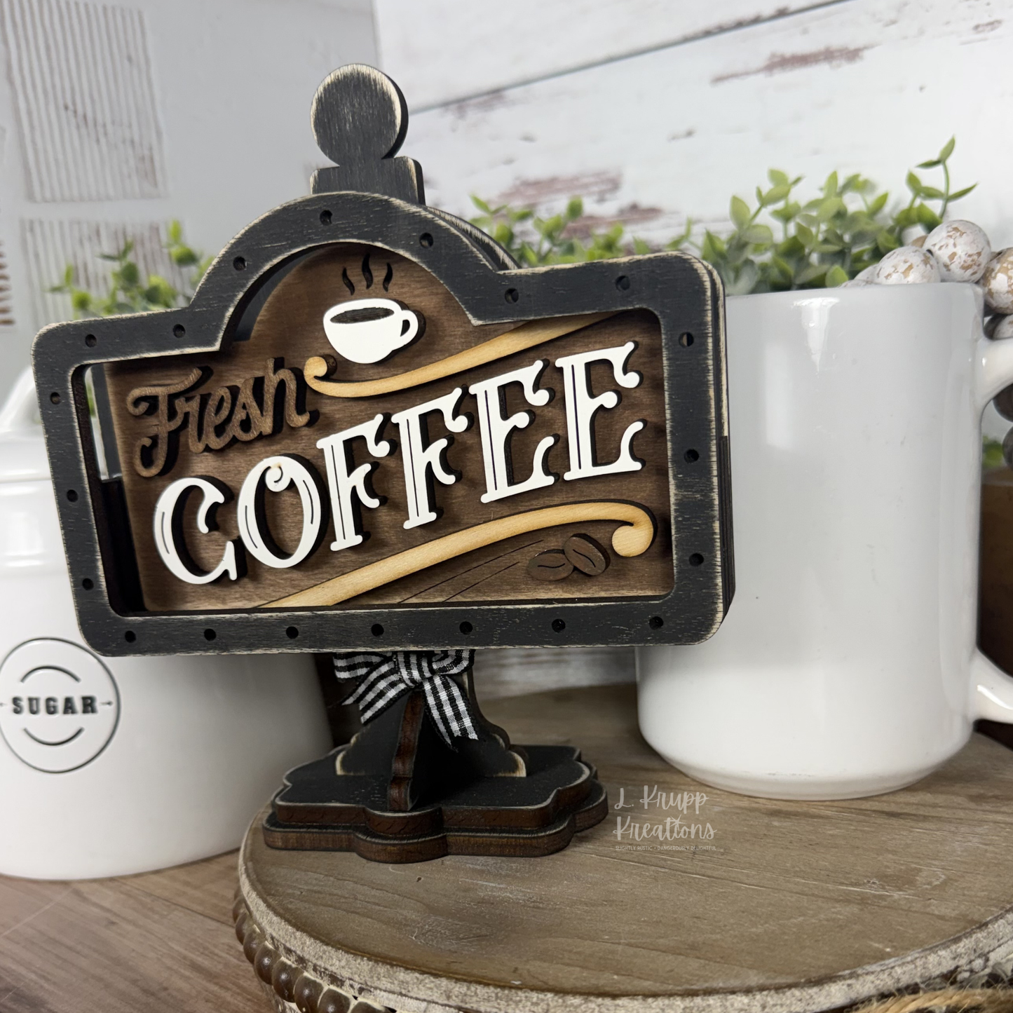 Rustic Mini Table Sign Insert for Coffee Lovers, Farmhouse Decor, Interchangeable Decor, Tiered Tray Coffee Decor