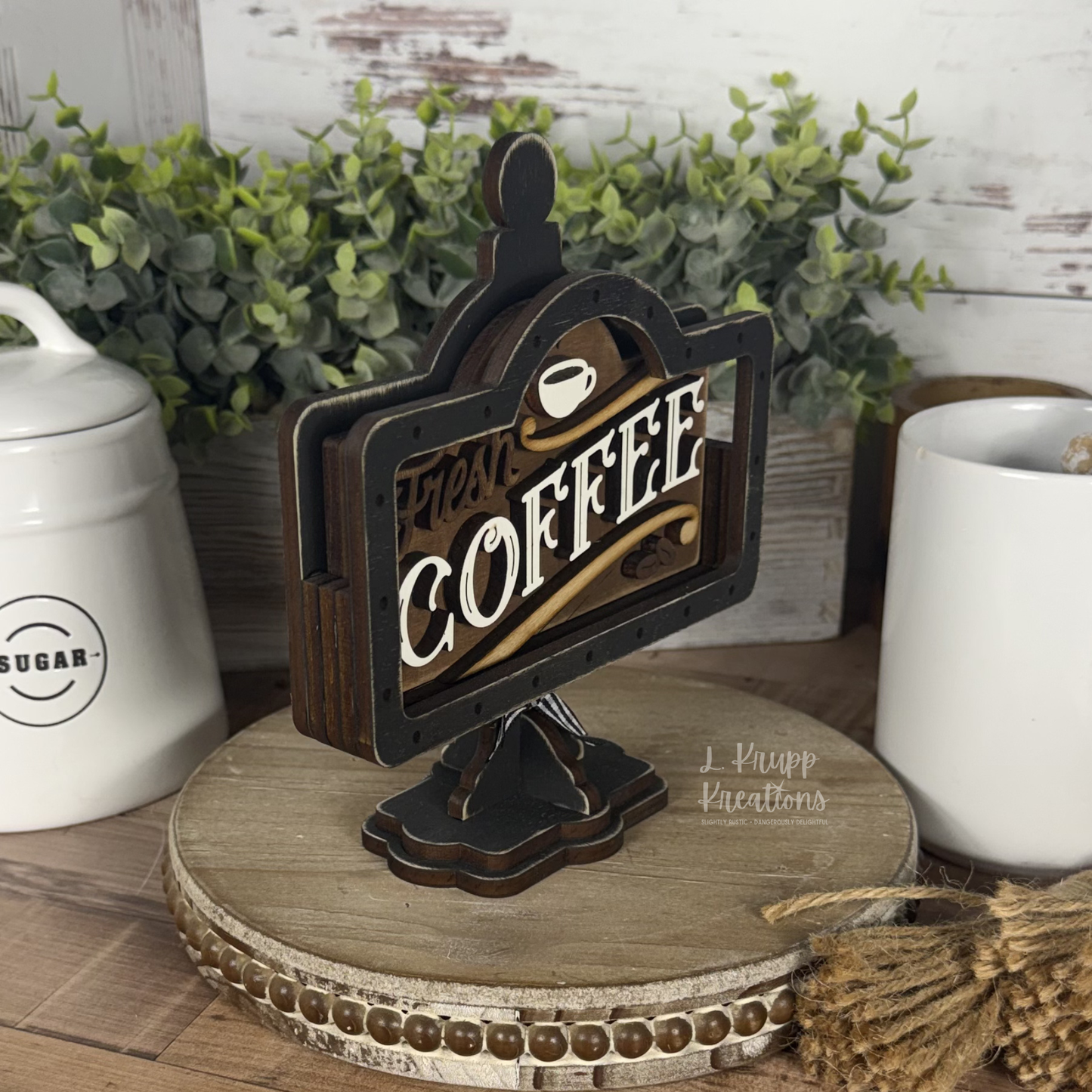 Rustic Mini Table Sign Insert for Coffee Lovers, Farmhouse Decor, Interchangeable Decor, Tiered Tray Coffee Decor