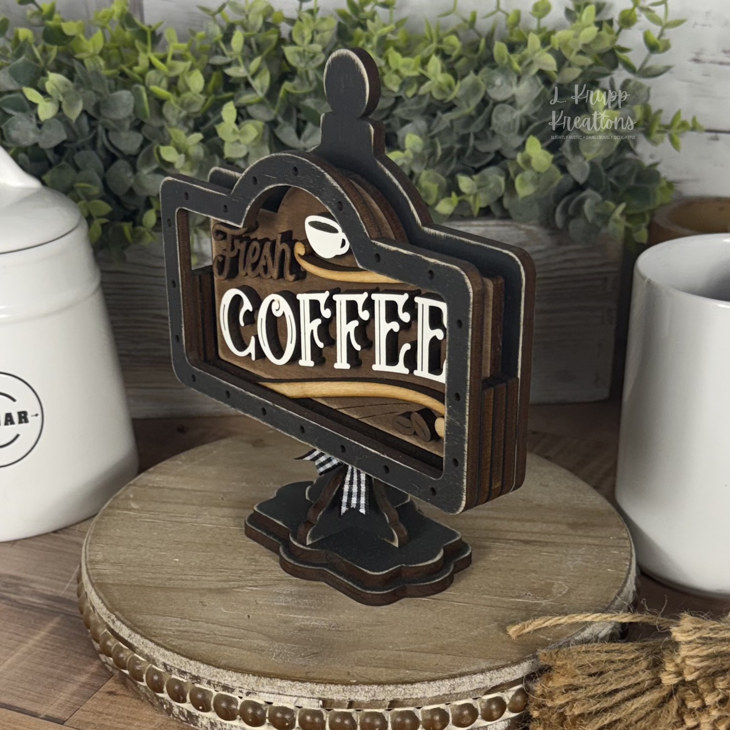 Rustic Mini Table Sign Insert for Coffee Lovers, Farmhouse Decor, Interchangeable Decor, Tiered Tray Coffee Decor