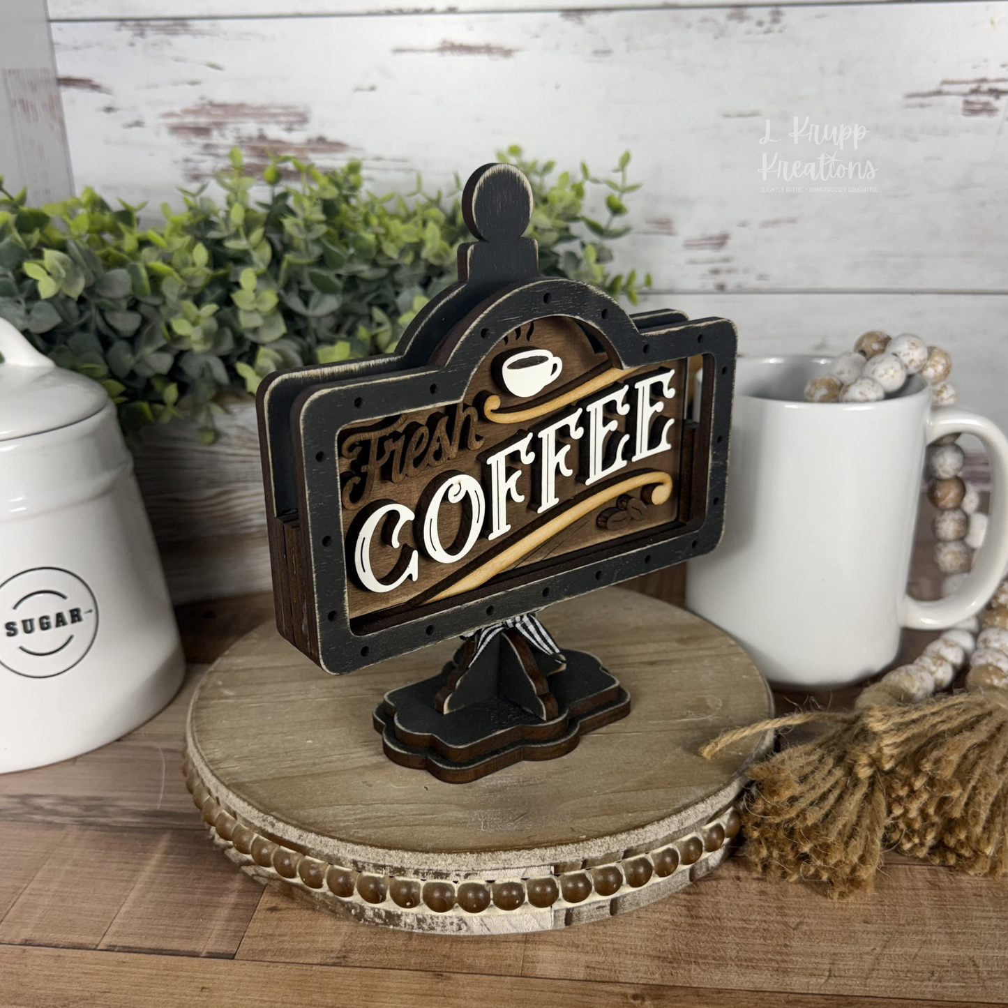 Rustic Mini Table Sign Insert for Coffee Lovers, Farmhouse Decor, Interchangeable Decor, Tiered Tray Coffee Decor
