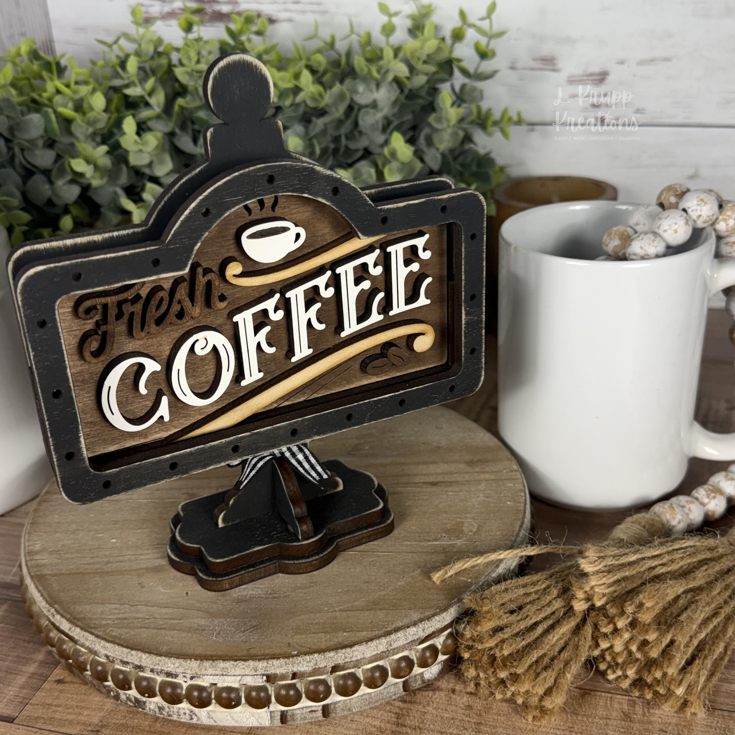 Rustic Mini Table Sign Insert for Coffee Lovers, Farmhouse Decor, Interchangeable Decor, Tiered Tray Coffee Decor