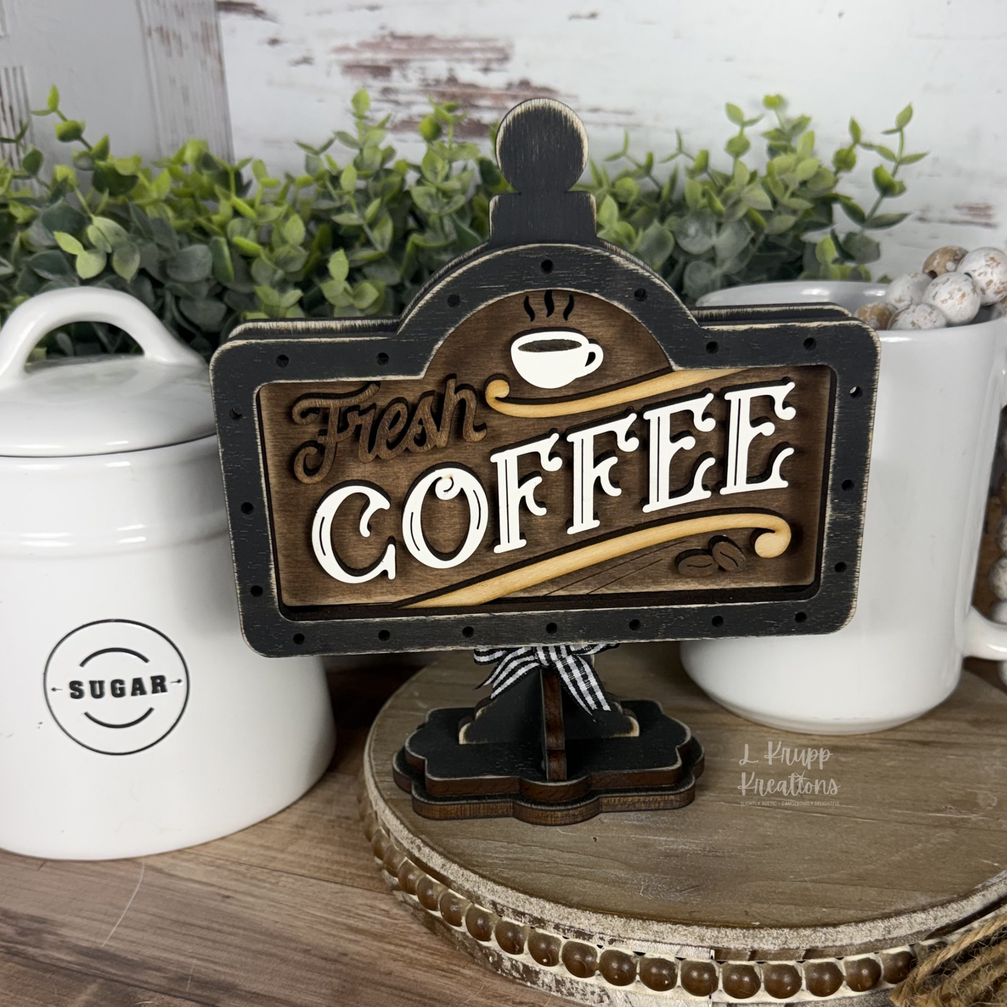 Rustic Mini Table Sign Insert for Coffee Lovers, Farmhouse Decor, Interchangeable Decor, Tiered Tray Coffee Decor