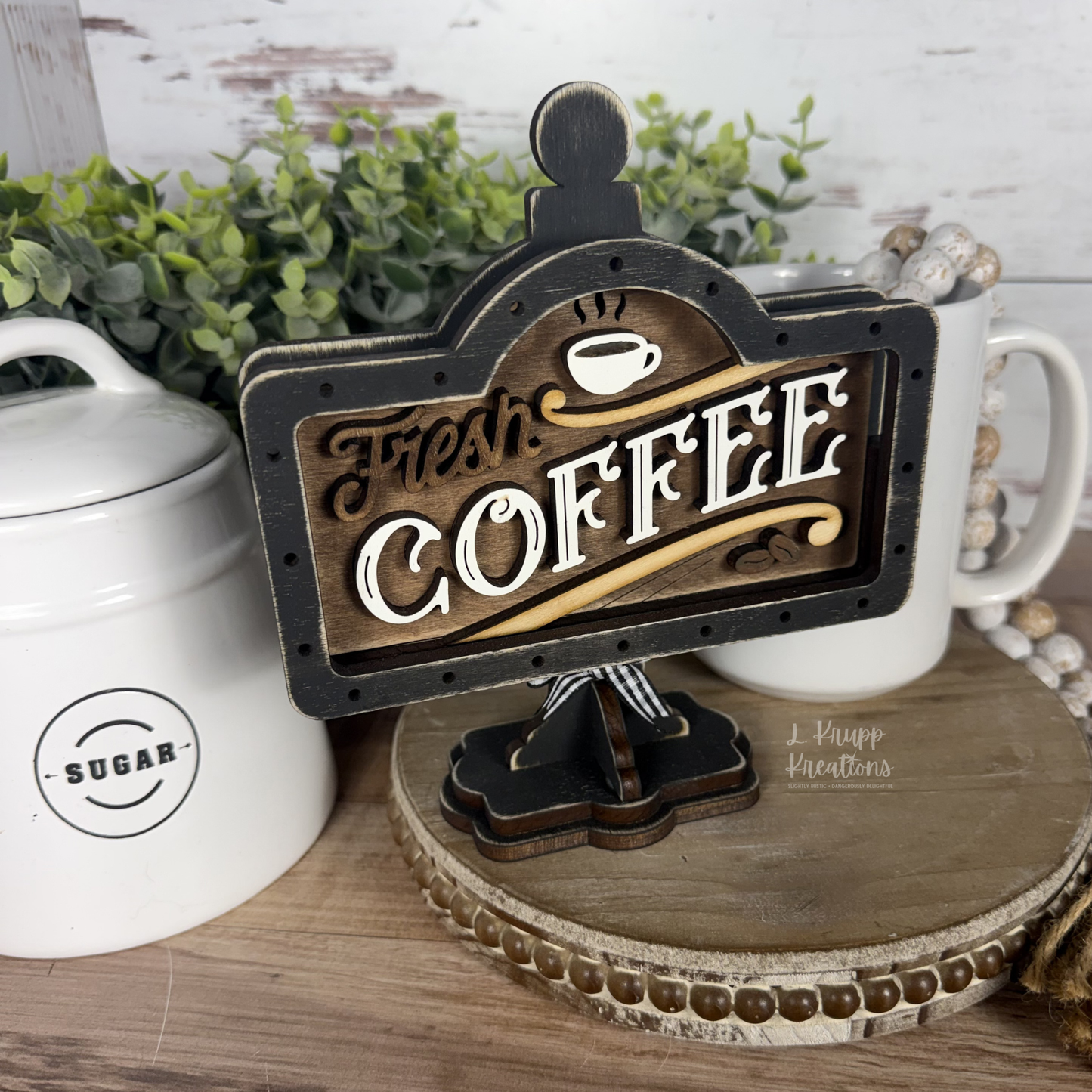 Rustic Mini Table Sign Insert for Coffee Lovers, Farmhouse Decor, Interchangeable Decor, Tiered Tray Coffee Decor