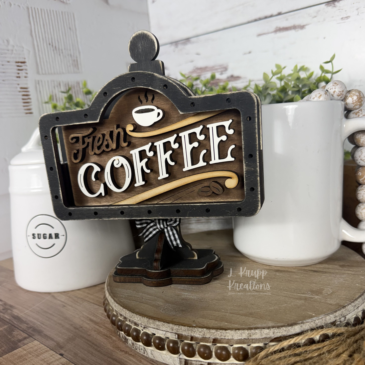 Rustic Mini Table Sign Insert for Coffee Lovers, Farmhouse Decor, Interchangeable Decor, Tiered Tray Coffee Decor